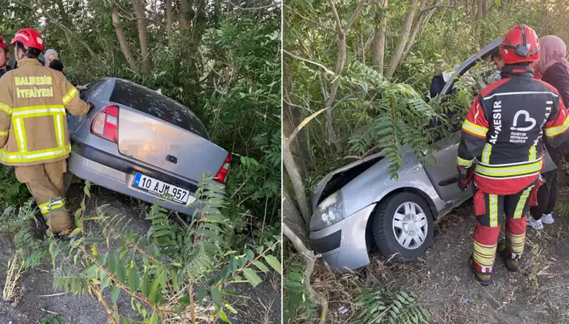 Balıkesir'de Otomobil Şarampole Yuvarlandı: İki Kişi Yaralandı!